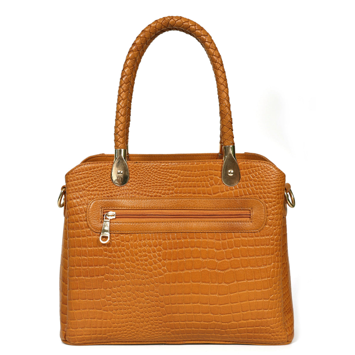 Savina Croco-Pebble Leather Handbag Bag Back Cognac