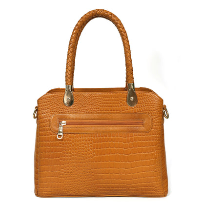Savina Croco-Pebble Leather Handbag Bag Back Cognac