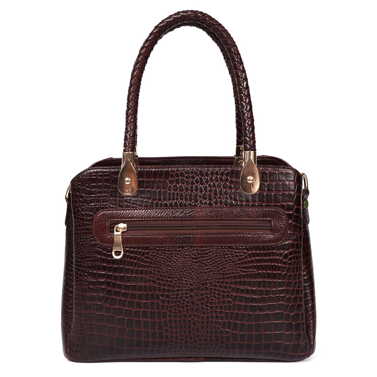 Savina Croco-Pebble Leather Handbag Bag Back Oxblood Brown