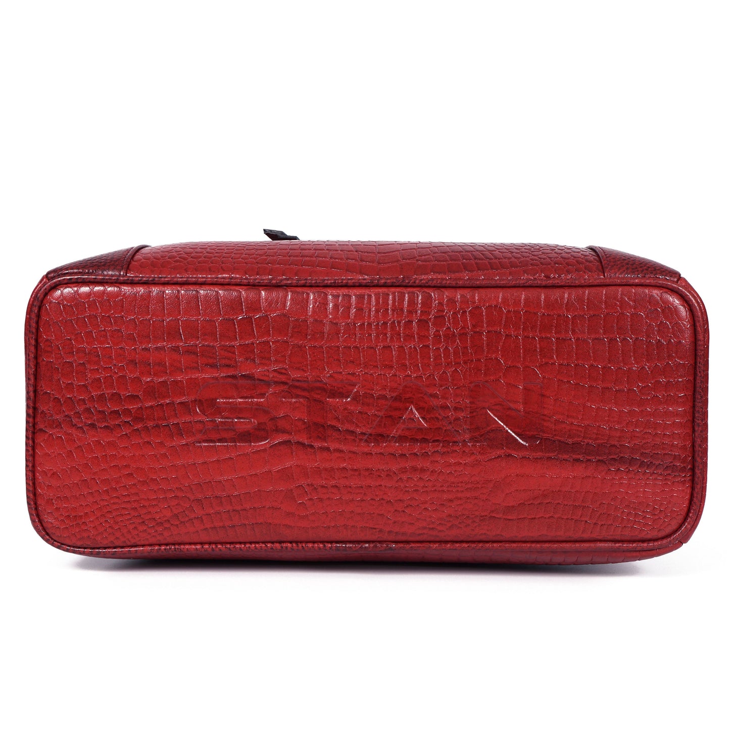 Savina Croco-Pebble Leather Handbag Bag Base Brick Red