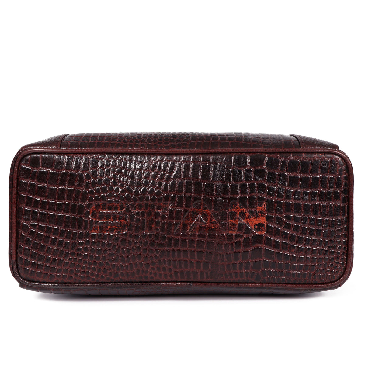 Savina Croco-Pebble Leather Handbag Bag Base Oxblood Brown