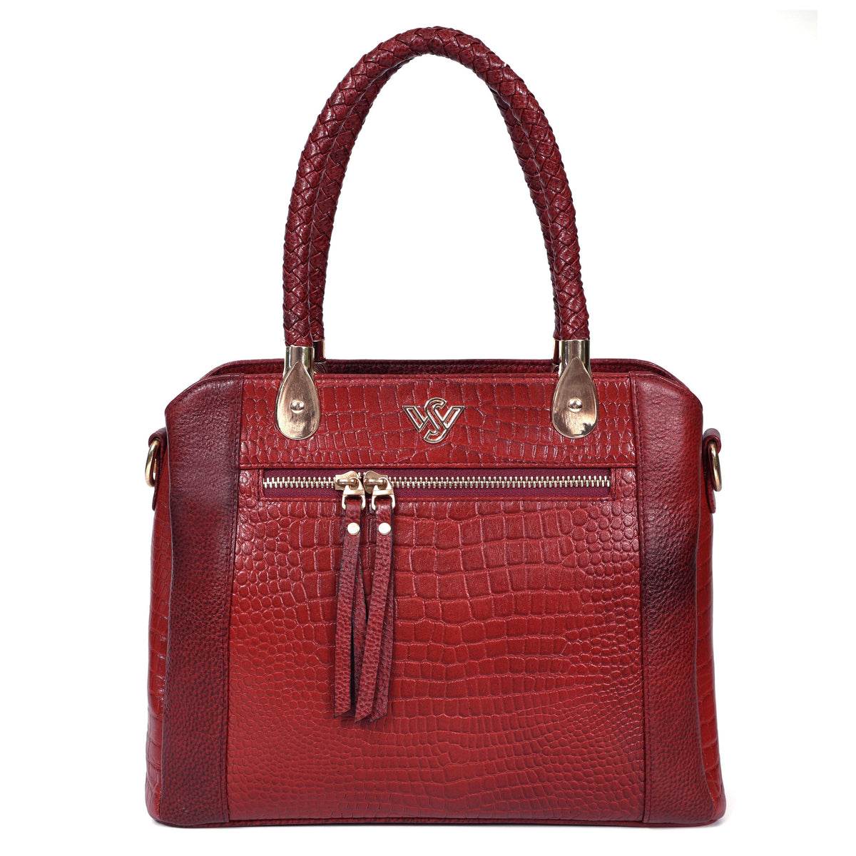 Savina Croco-Pebble Leather Handbag Bag Hero Brick Red