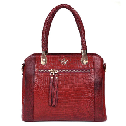 Savina Croco-Pebble Leather Handbag Bag Hero Brick Red
