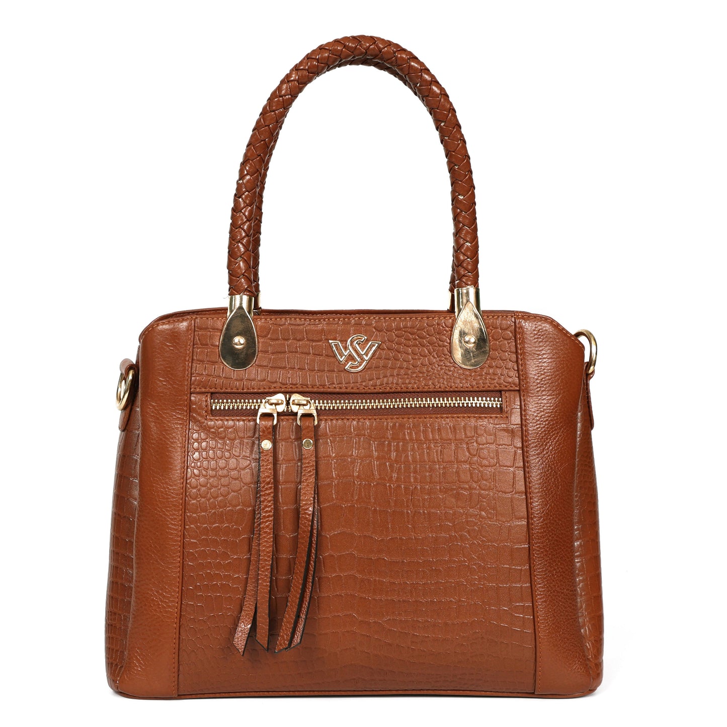 Savina Croco-Pebble Leather Handbag Bag Hero Chestnut Brown