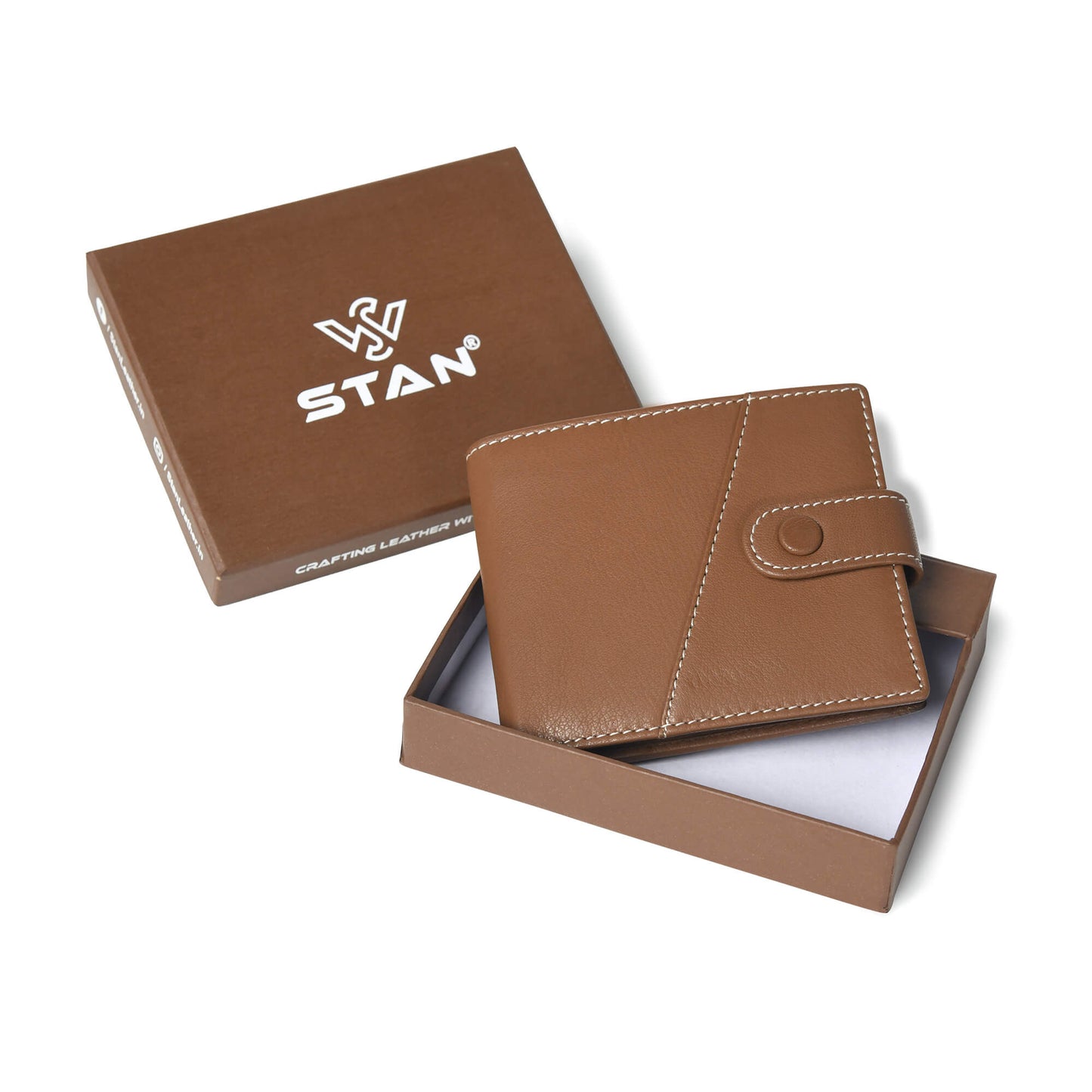 TAN Trovane Mens Leather Wallet with Box Tan