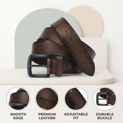 Tanner Men's Full Grain Leather Belt Hand-Finished Distressed Texture
Dark Brown