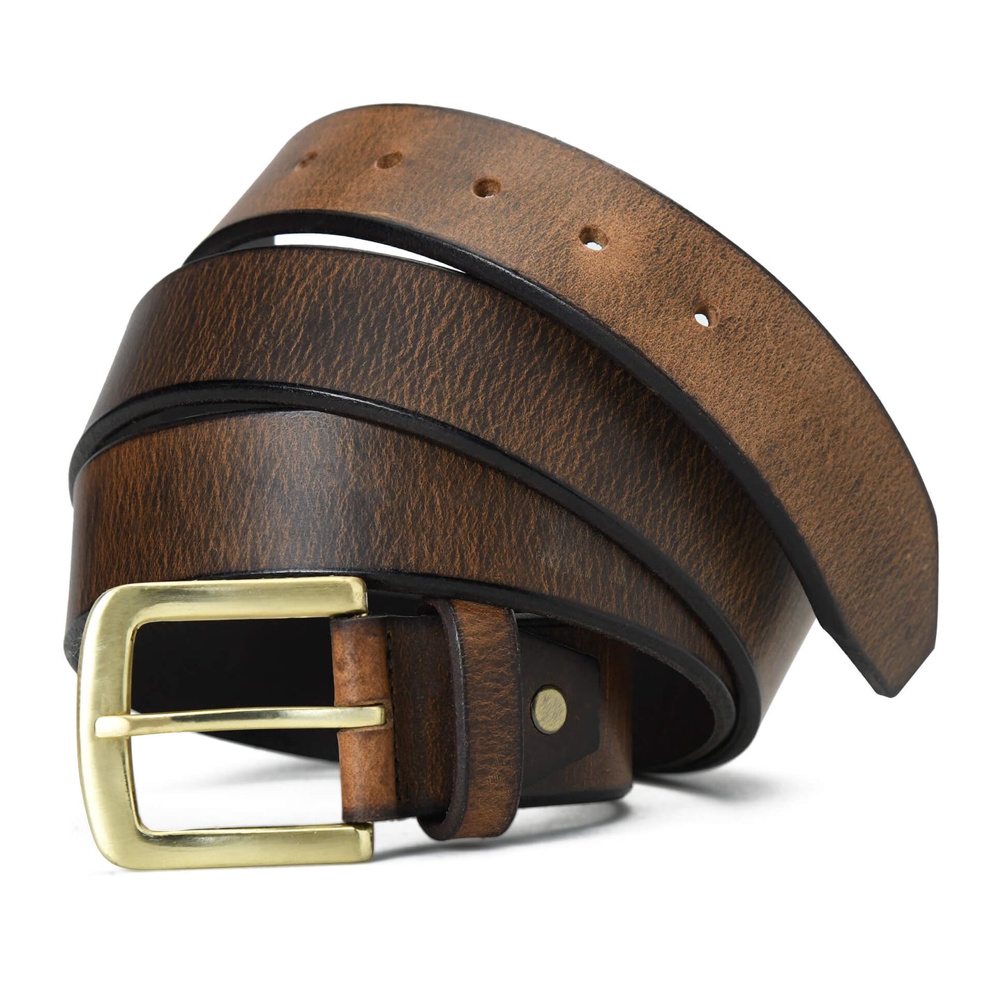 Thorne Hard Wax Leather Belt Rugged Distressed Main Hero Saddle Brown