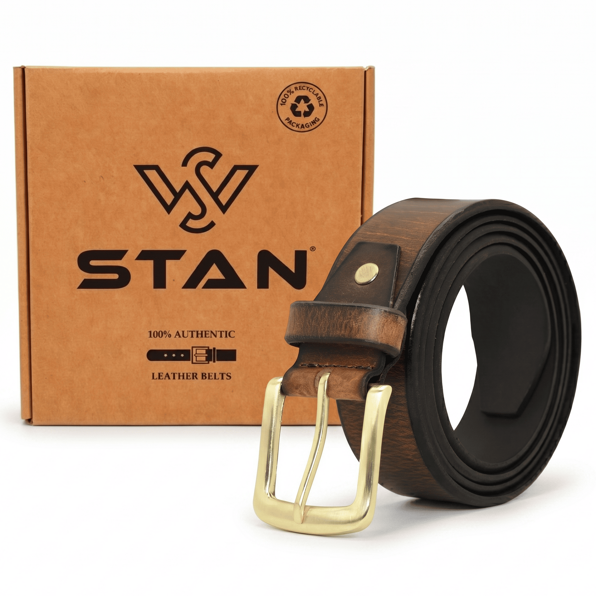 Thorne Hard Wax Leather Belt Rugged Distressed with Box Saddle Brown