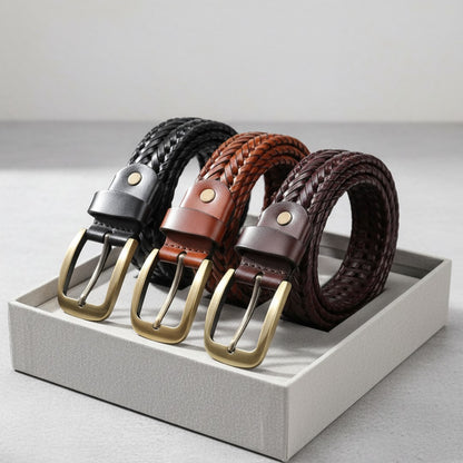 Weave Braided Mens Leather Belt