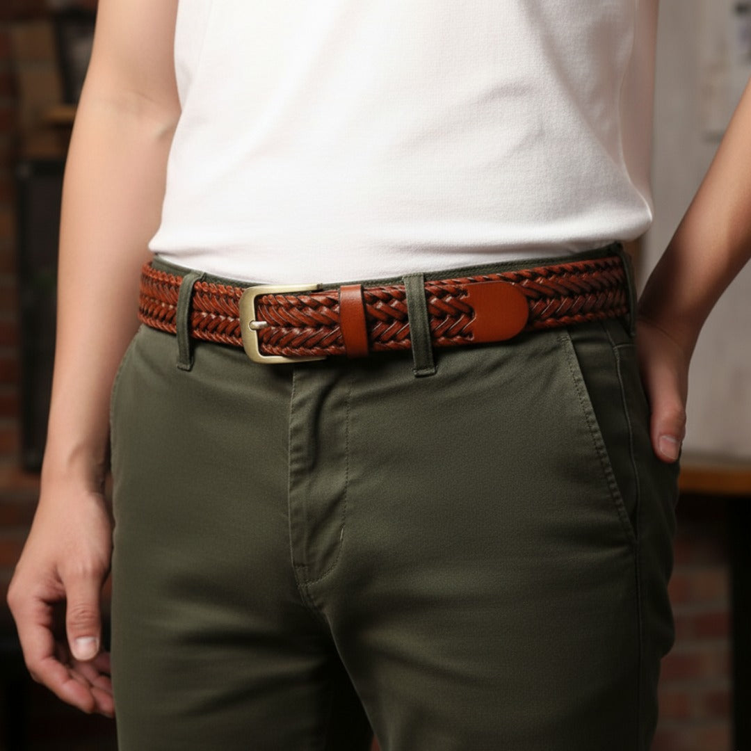Stan Leather Braided Men’s Belt for Perfect Fit