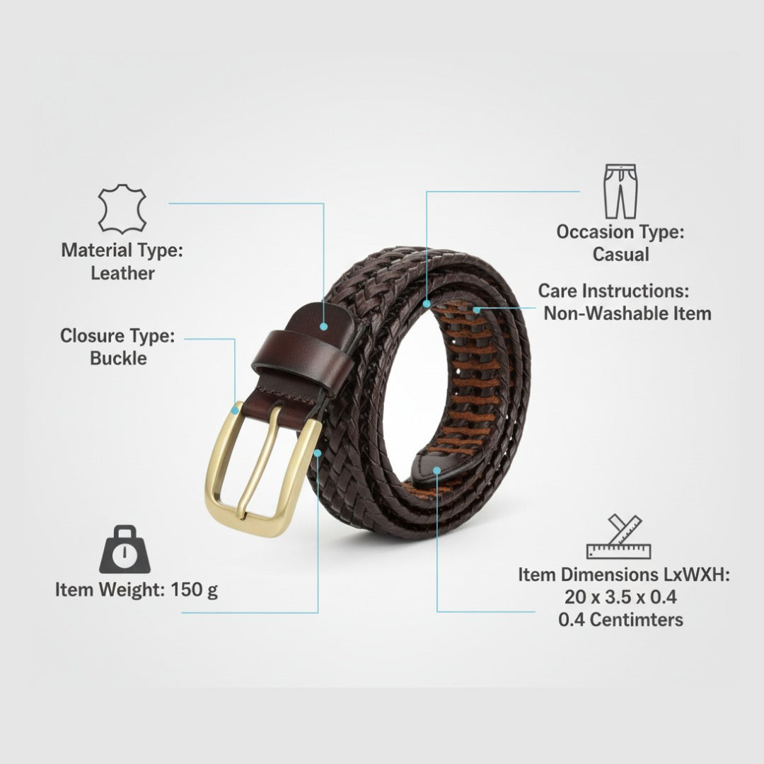 Stan Leather Braided Men’s Belt for Perfect Fit