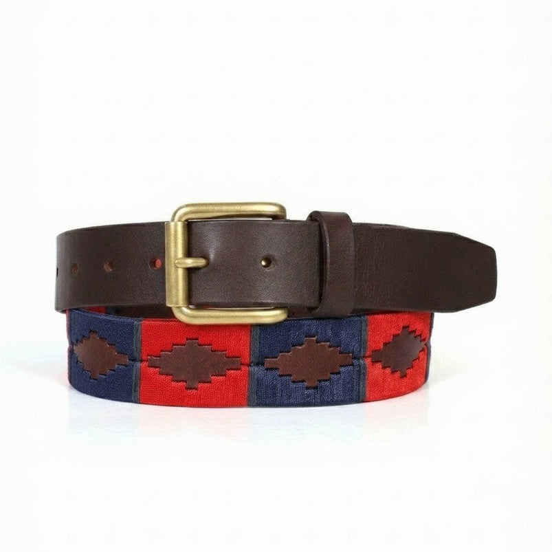 Windsor Polo Mens Leather Belt Solid Brass Buckle Espresso Brown