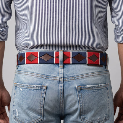 Windsor Polo Mens Leather Belt rear view model Espresso Brown