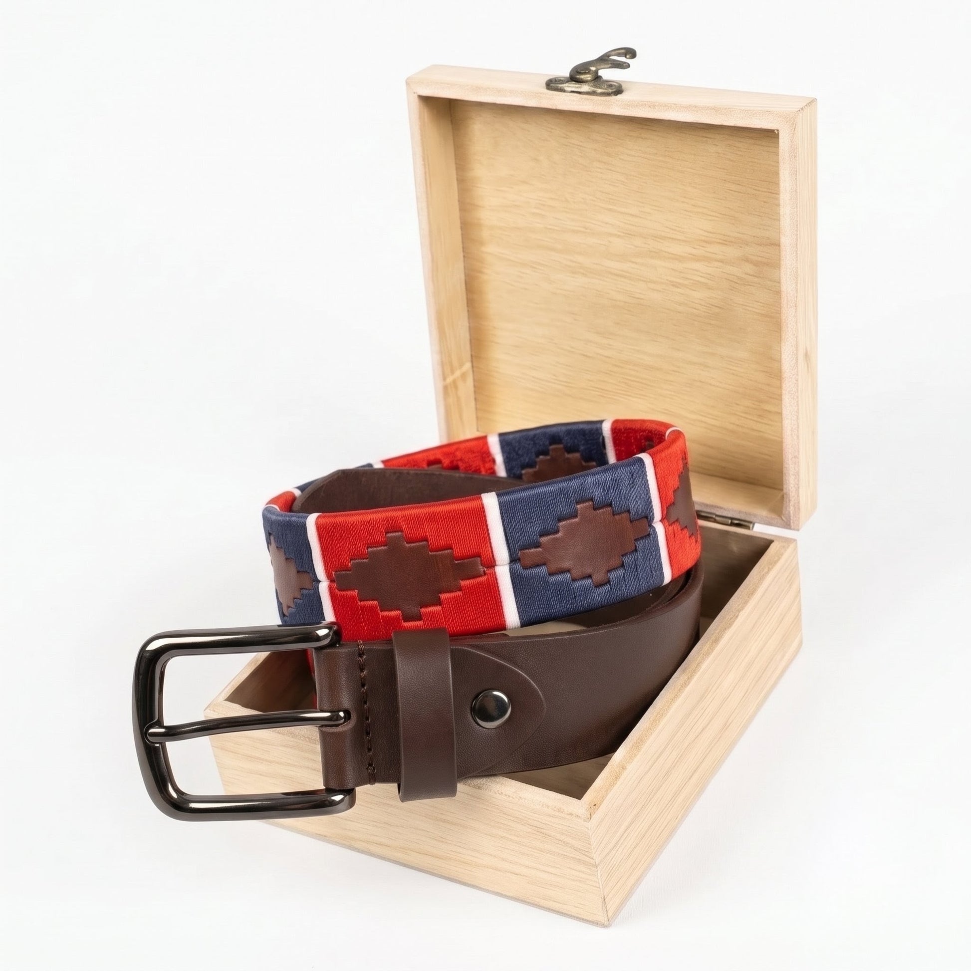 Windsor Polo Mens Leather Belt with Box Espresso Brown