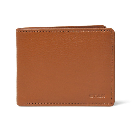 Winston Mens Slim Full Grain Leather Wallet RFID with Zipper Pocket Main Cognac