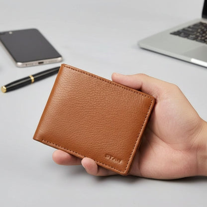 Winston Mens Slim Full Grain Leather Wallet Zipper Pocket Hero Cognac