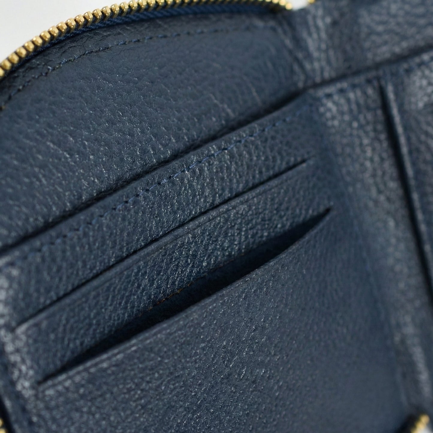 Zyra Elite Hand Burnished Croc Leather Womens Zip Around Wallet Card Slot Closeup Steel Blue