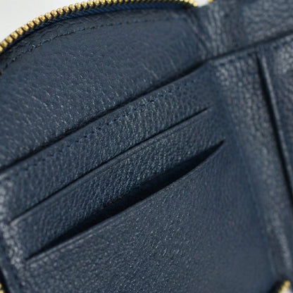 Zyra Elite Hand Burnished Croc Leather Womens Zip Around Wallet Card Slot Closeup Steel Blue