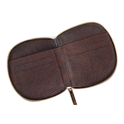 Zyra Elite Hand Burnished Croc Leather Womens Zip Around Wallet Open Burnt Cognac