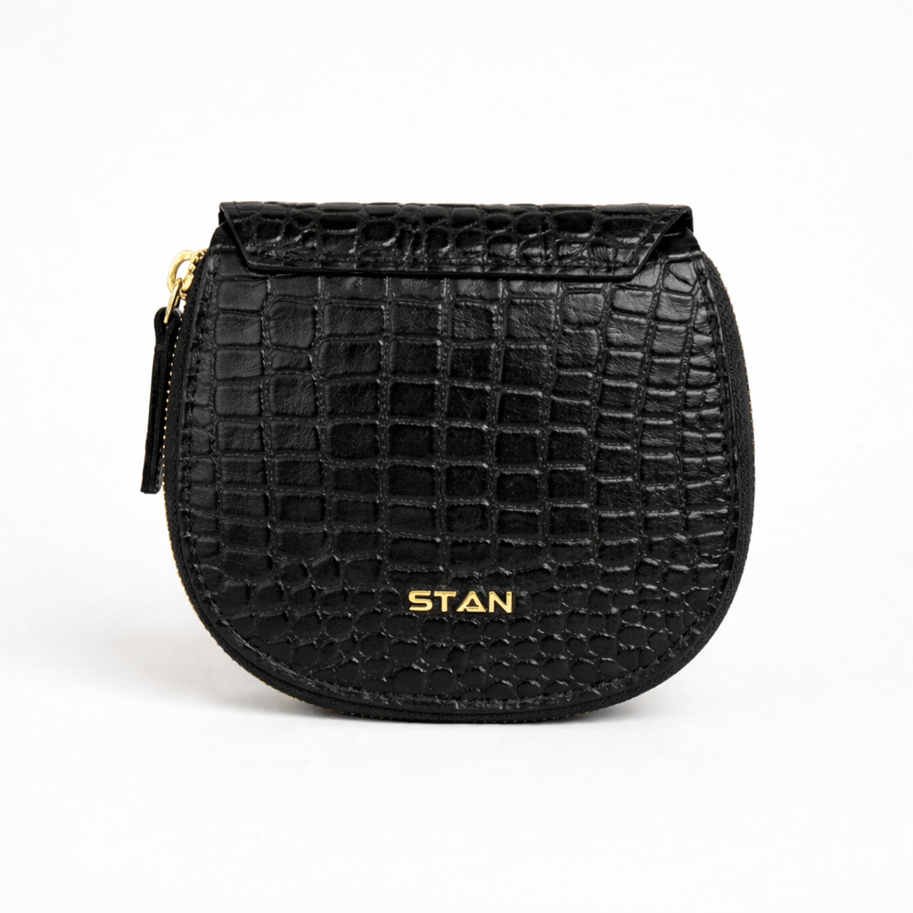 Zyra Women Zip Around Leather Wallet Back Black