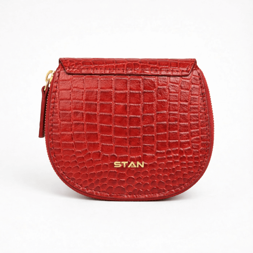 Zyra Women Zip Around Leather Wallet Back Brick Red