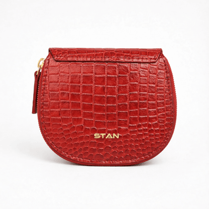 Zyra Women Zip Around Leather Wallet Back Brick Red