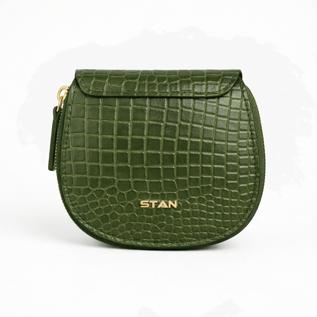 Zyra Women Zip Around Leather Wallet Back Camouflage Green