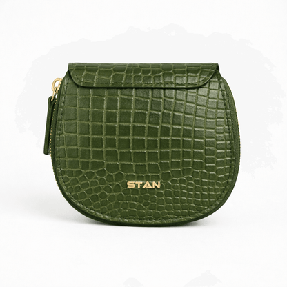 Zyra Women Zip Around Leather Wallet Back Camouflage Green