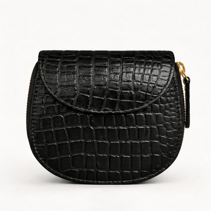 Zyra Women Zip Around Leather Wallet Hero Black