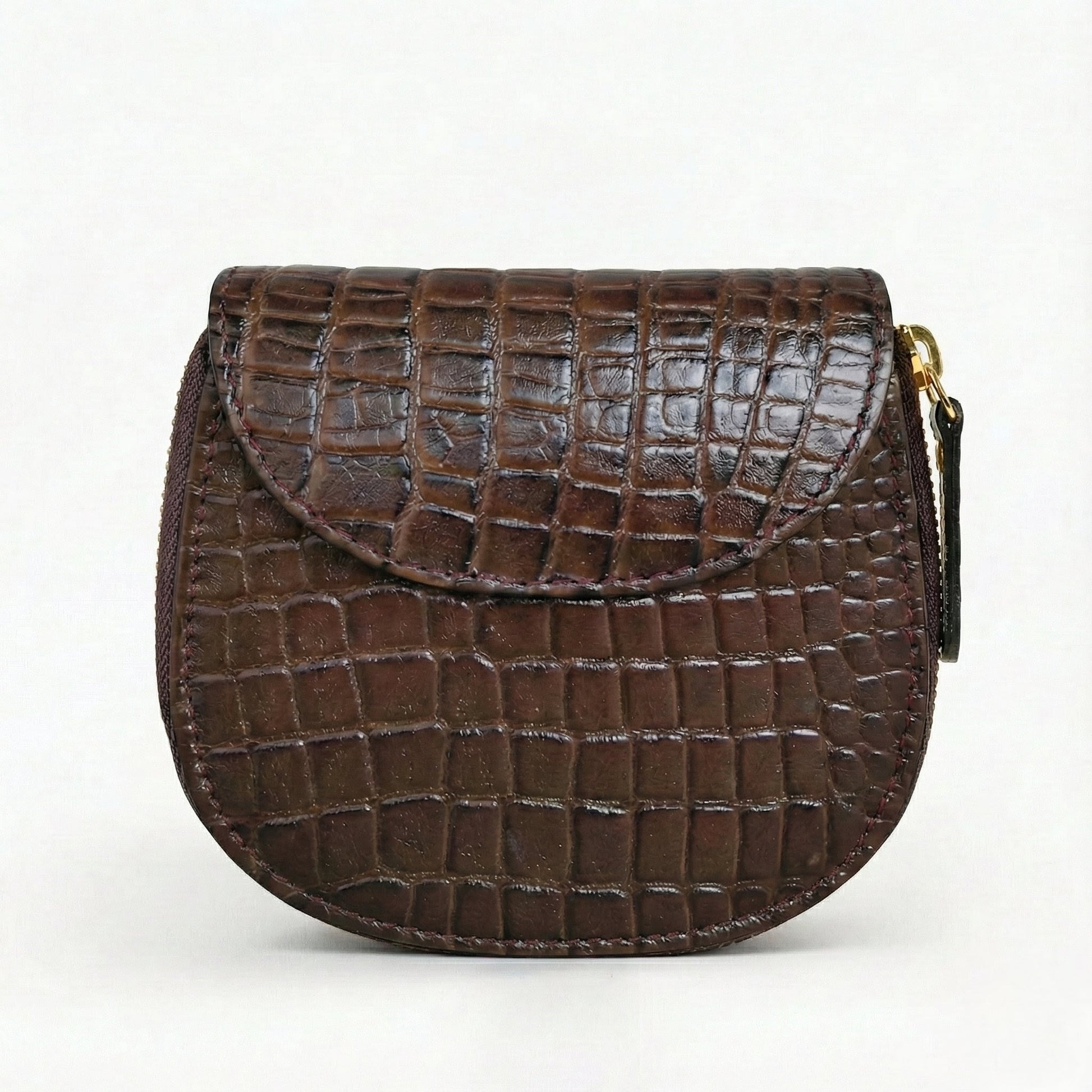 Zyra Women Zip Around Leather Wallet Main Dark Walnut