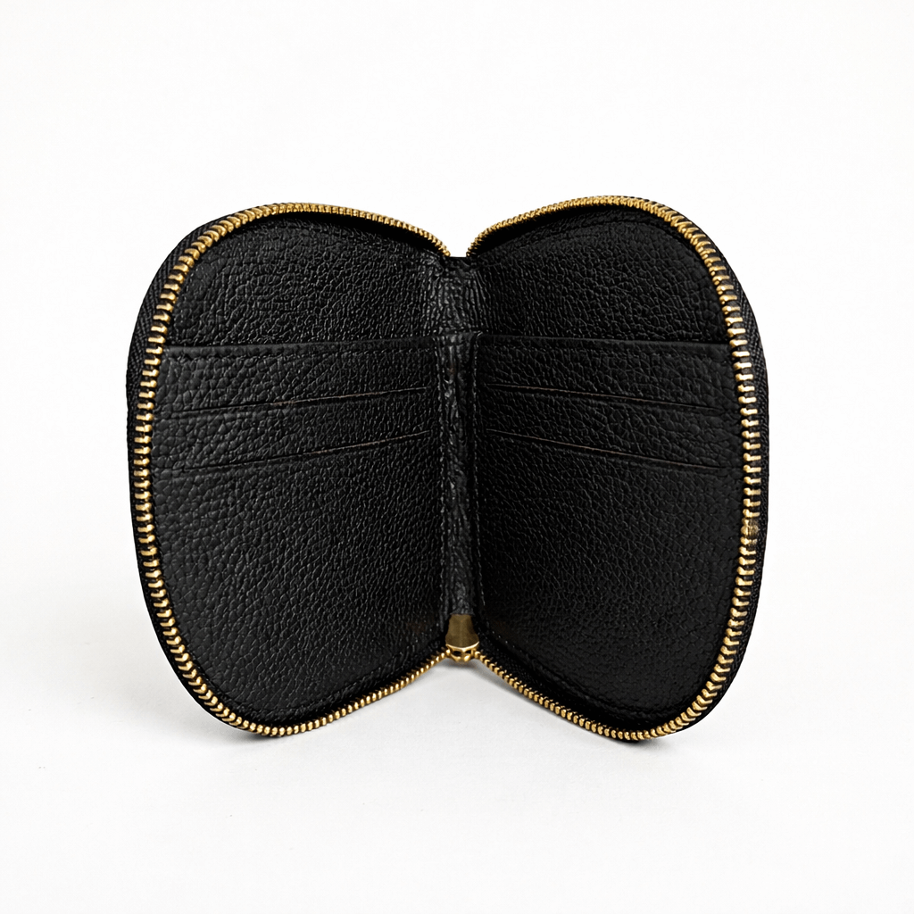 Zyra Women Zip Around Leather Wallet Open Empty Black