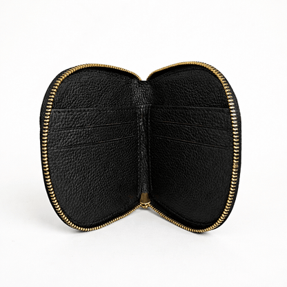 Zyra Women Zip Around Leather Wallet Open Empty Black