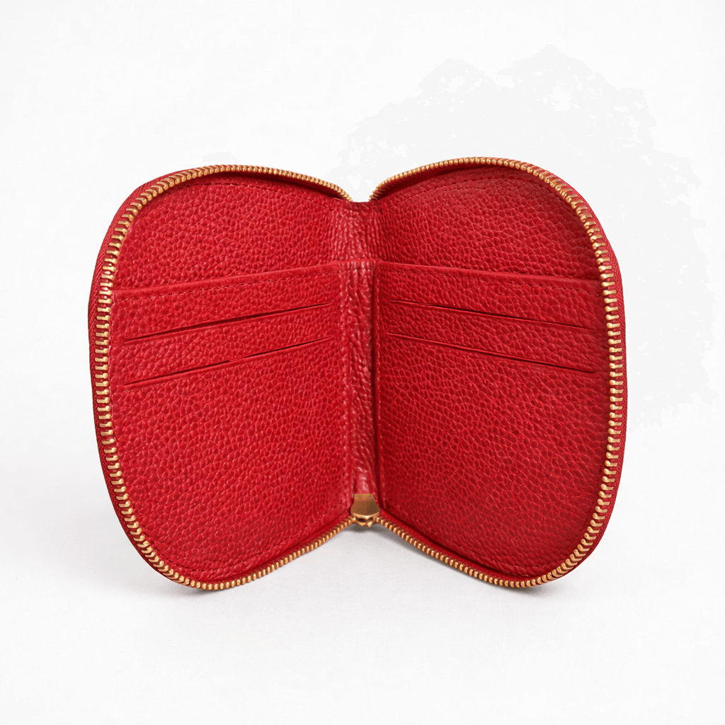 Zyra Women Zip Around Leather Wallet Open Empty Brick Red