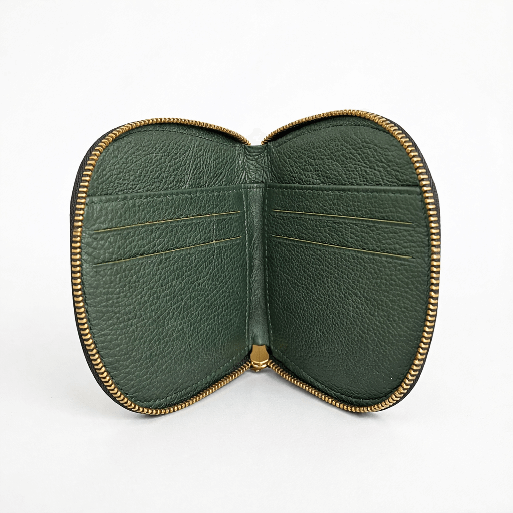 Zyra Women Zip Around Leather Wallet Open Empty Camouflage Green