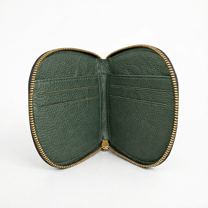 Zyra Women Zip Around Leather Wallet Open Empty Camouflage Green