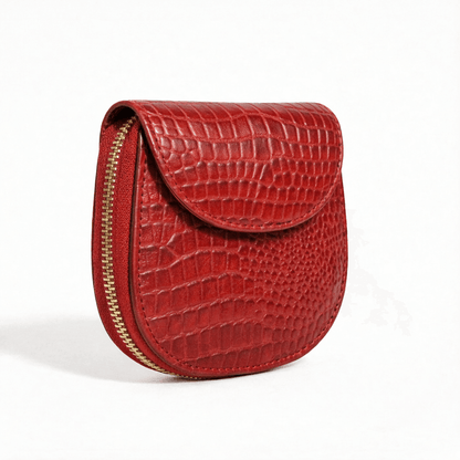 Zyra Women Zip Around Leather Wallet Side Brick Red