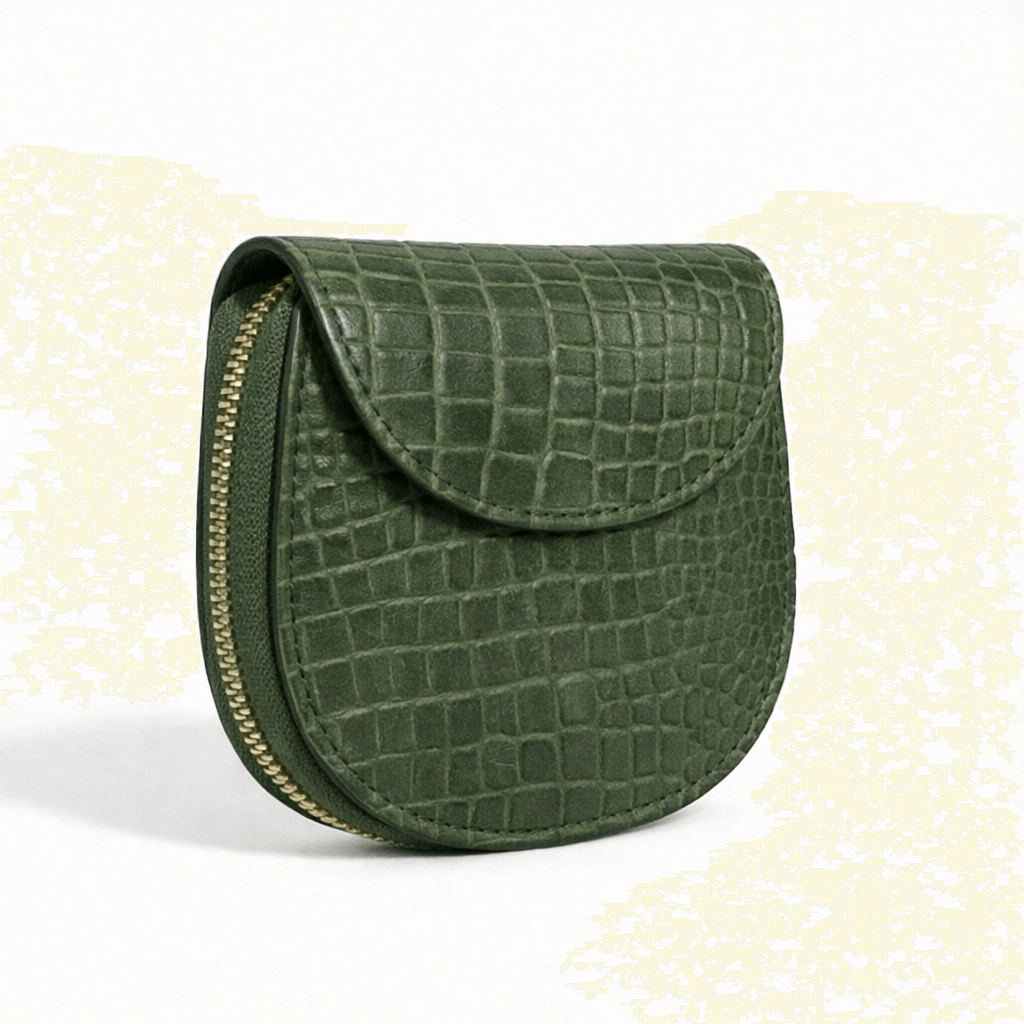 Zyra Women Zip Around Leather Wallet Side Camouflage Green