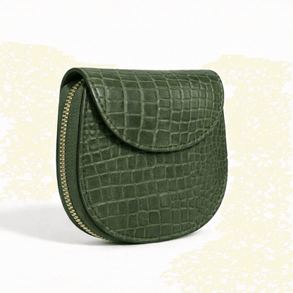 Zyra Women Zip Around Leather Wallet Side Camouflage Green