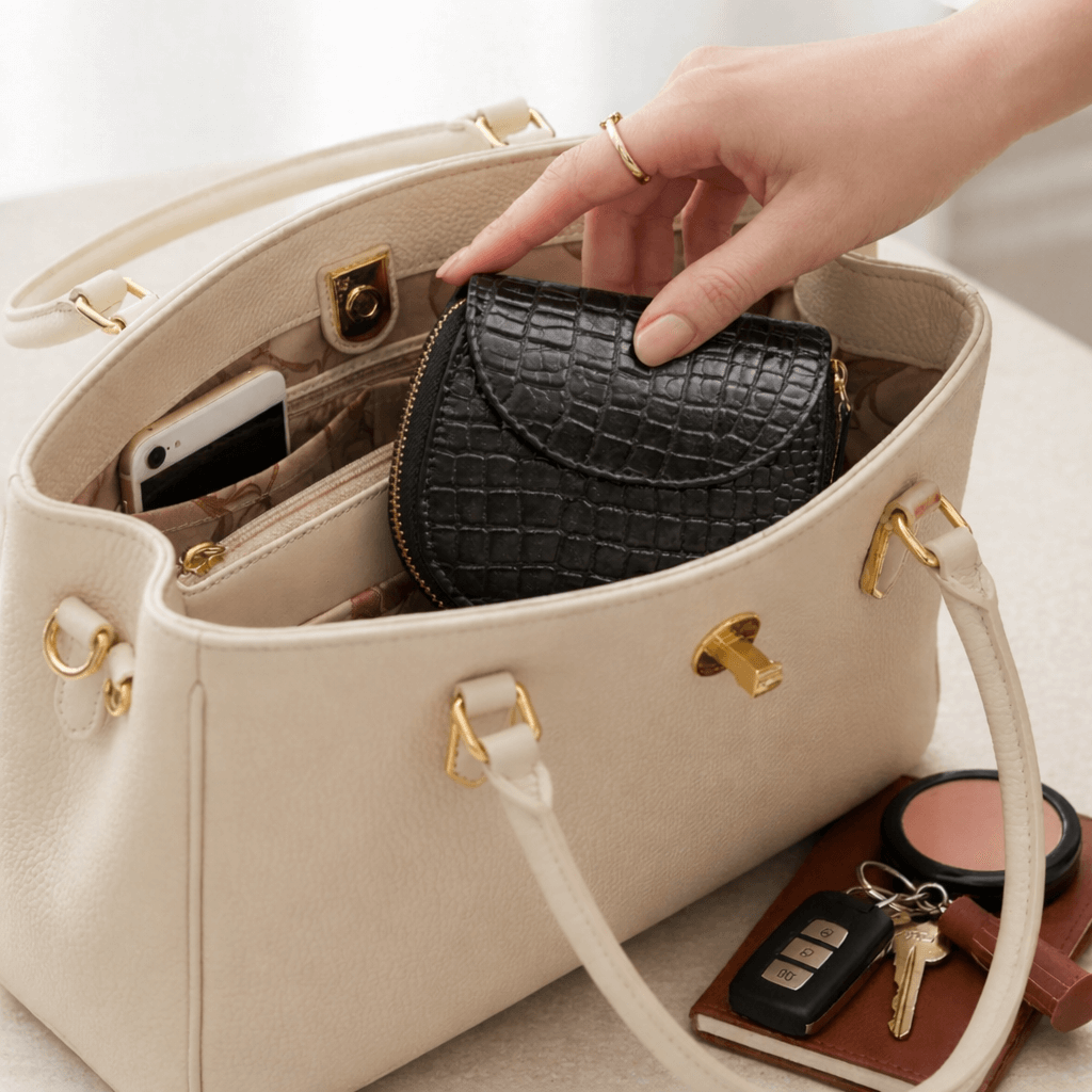 Zyra Women Zip Around Leather Wallet in Handbag Black