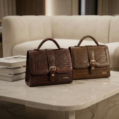 Jasmin Croco Leather Satchel Handbag