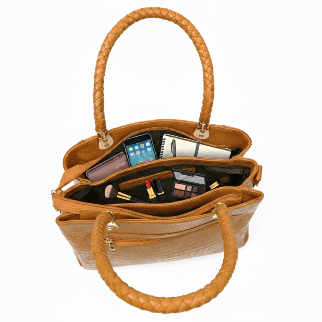 Savina Croco-Pebble Leather Handbag