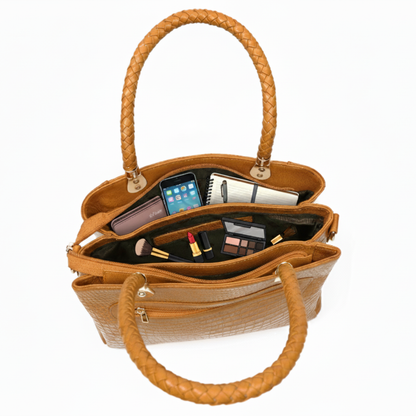 Savina Croco-Pebble Leather Handbag
