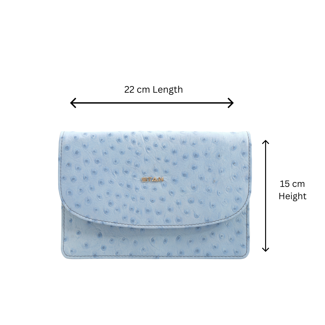 Isabella Elite Evening Clutch-cum-Sling Convertible Bag Size Info Mist Blue