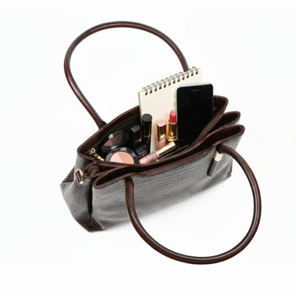 Aveline Dual Handle Croc-Pebble Leather Bag