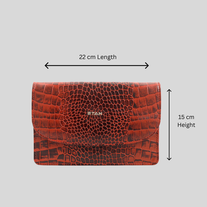 Isabella Elite Evening Clutch-cum-Sling Convertible Bag Size Info Persian Red