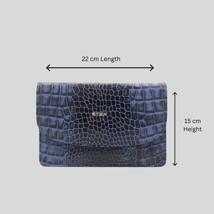 Isabella Elite Evening Clutch-cum-Sling Convertible Bag Size Info Steel Blue