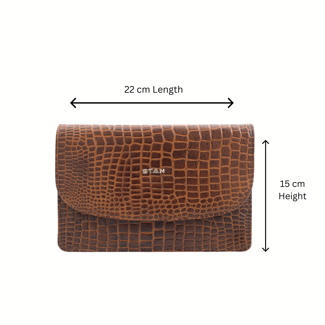 Isabella Clutch-cum-Sling Bag Info Size Coffee Bean