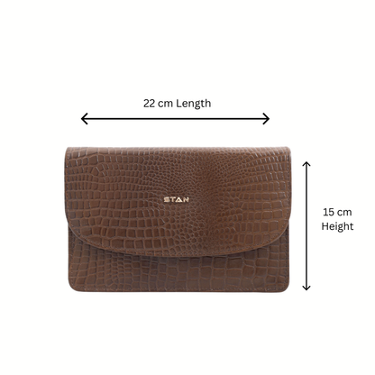 Isabella Clutch-cum-Sling Bag Size Info Dark Cocoa