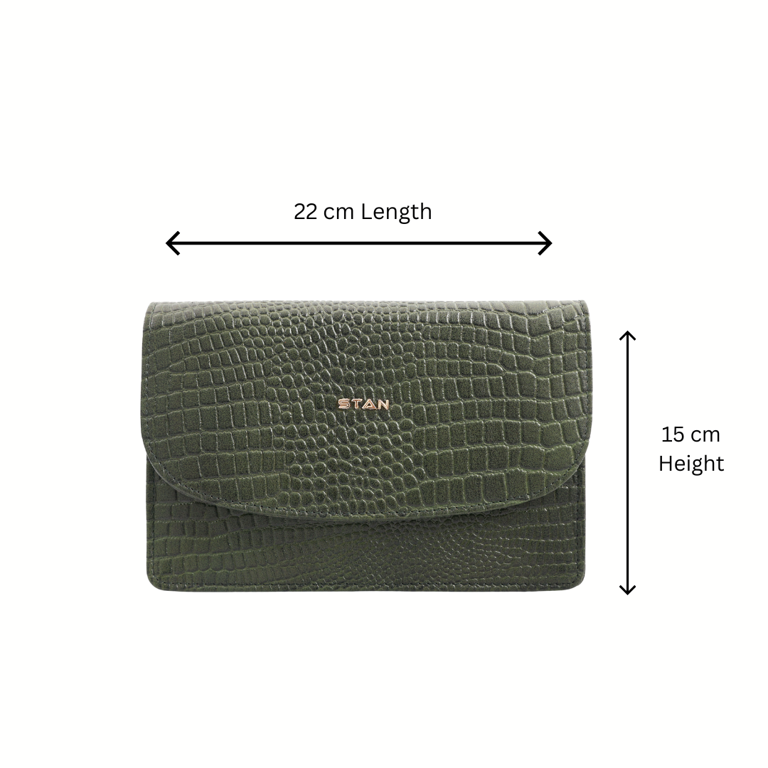 Isabella Clutch-cum-Sling Bag Size Info Camouflage Green