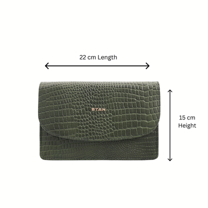 Isabella Clutch-cum-Sling Bag Size Info Camouflage Green